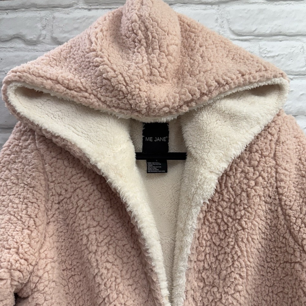 Me Jane Womens Sz S Pink Jacket Boho Faux Fur Fluffy Teddybear Sherpa Soft Coat - Picture 4 of 16